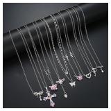 9 Pcs Women's Elegant Zircon Pendants Necklace...