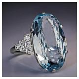 Huitan Female Light Sky Blue Wedding Ring...