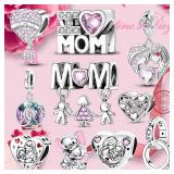 925 Sterling Silver plated Charm Bead Mother's...