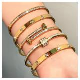 Titanium Steel Stacked Bracelet Couple's Shiny...