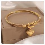 Gold Color Stainless Steel Heart Pendant Charm...