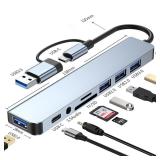 8in1 USB C Hub 4 USB Ports 1 USB-C Jack TF/SD...