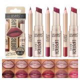 USHAS 12 Color Lip Liner + LIPSTICK Set Easy...