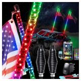 $70 Whip Lights Uemicip 2PCS 2FT Spiral RGB LED Wh
