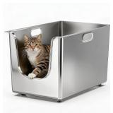 $130 Stainless Steel Litter Box 13.7' High Sides,
