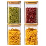 $29 42oz - 4 Pack Square Glass Jars with Bamboo Li