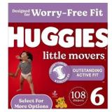 $60 Huggies Little Movers Baby Diapers, Size 6 (35