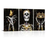 $50 WELMECO Gothic Wall Decor Skull with Gold Crow