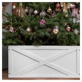 $32 Christmas Tree Collar Box, 17' L White Wooden