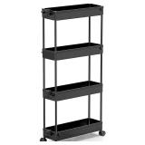 $19 SPACEKEEPER Slim Rolling Storage Cart 4 Tier B
