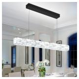 $150 Modern Black Linear K9 Crystal Chandelier, Ad