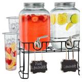 $40 FineDine 2 Pack Glass Drink Dispenser with Sta