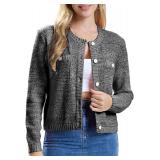 $38 ALLOVIN Women s Wool Blend Tweed Knit Cardigan