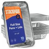 $50 10-Pack Large Aluminum Steam Pans with Lids -