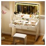 $122 COMHOMA Makeup Vanity Desk with Mirror and Li