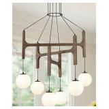 $99 Large Black Farmhouse Wood Chandelier, 6-Light