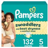 $60 Pampers Swaddlers Diapers, Size 5 (20-37 lbs),
