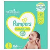 $56 Pampers Swaddlers Diapers Size 1, 164 Count (S