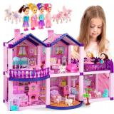 $40 Dollhouse with 4 Princesses, 4 Unicorns, Dog,