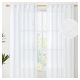 $21 YoungsTex White Linen Semi Sheer Curtains 42X6
