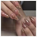 $9 Medium Almond Press on Nails - Pink Glossy Fake