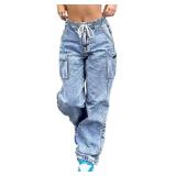 $34 XL-CaniBtr Cargo Jeans Women Wide Leg Mid Rise