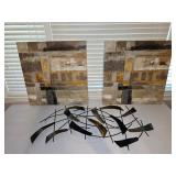 Abstract Canvas Art And Metal Sculpture Lot