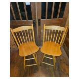 Pair Of Wooden Spindle Back Bar Stools