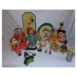 Vintage Clown Doll And Decor Lot