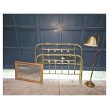 Brass Bed Frame And Lamp Lot