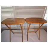 Oak Folding Tray Table Set