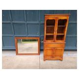 Maple Hutch Cabinet And Mirror Set