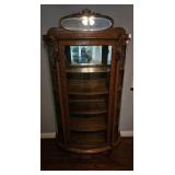Oak Curio Cabinet w/ Lion Head Accents