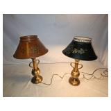 Pair Metal Floral Table Lamp Set
