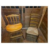 Child's High Chair And Ladder Back Chair Set