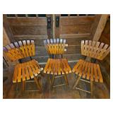 Lot Of Three Wooden Swivel Bar Stools