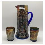 Fenton blue Milady 7pc water set