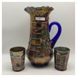 Fenton blue Blackberry Block 7pc water set