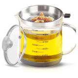$27 34oz Glass Oil Strainer Container with Fine...