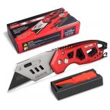 $26 HAUTMEC Folding Utility Knife with 10-Pack...