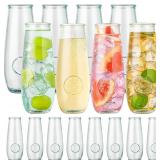$20 Stemless Champagne Flutes Set of 16, 10 oz...