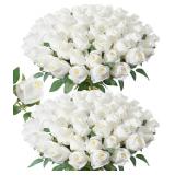 $35 DREAMLOOM 50pcs Roses Artificial Flowers,...