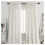 $11 Cream Linen Back Tab Curtains 84 Inch...