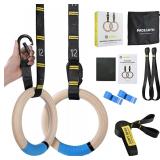 $51 PACEARTH Gymnastics Rings 32mm Wooden...
