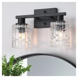 $67 2 Light Matte Black Bathroom Vanity Light...
