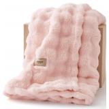 $29 Bedsure 3D Fleece Bubble Blanket for Couch...