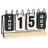 $27 Metal Flip Calendar with Wooden Base, Daily...