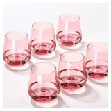 $40 Pink Stemless Wine Glass Set of 6-17oz Wine...
