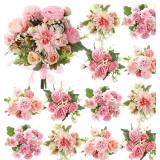 $61 Zeyune 12 Bundles Pink Artificial Flowers...