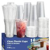 $30 110 Pack Clear Plastic Cups with Lids and...